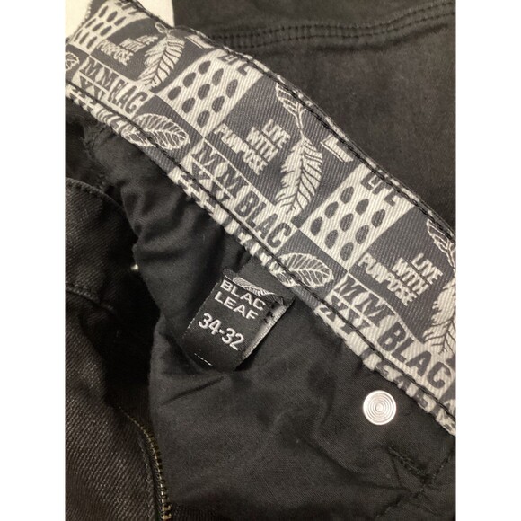 Blac Leaf Back To Black Denim Embroidered Jeans Size 34/32 - Picture 6 of 8